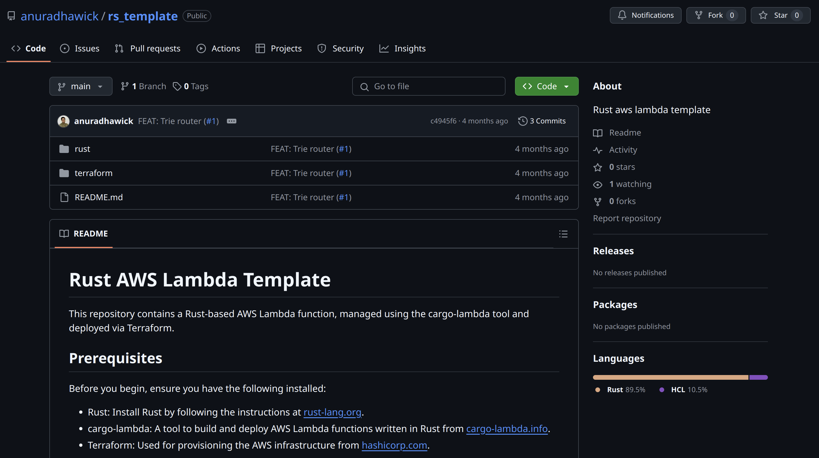 Rust AWS Lambda Template